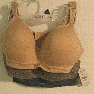 Nautica Women's Bra Trio - Cream, Gray, Blue